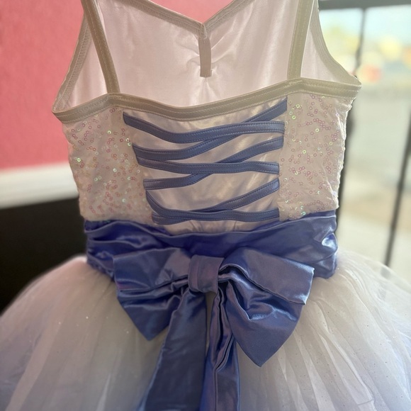 Elegant White and Blue Tulle Dress - Picture 4 of 4